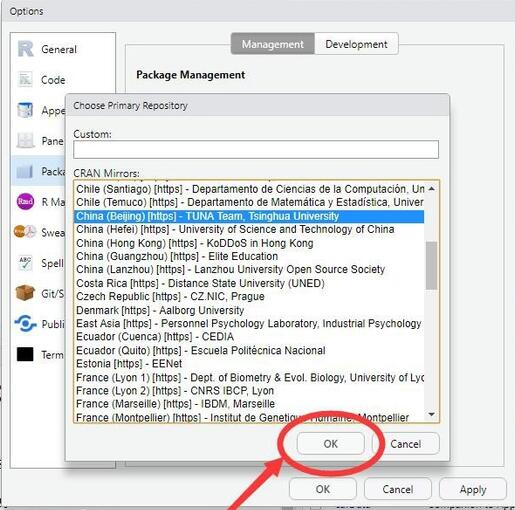 RStudio如何设置R语言package包CRAN更新安装源