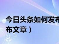 今日头条如何发布文章赚钱（今日头条如何发布文章）