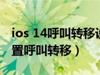 ios 14呼叫转移设置不了（苹果ios14怎么设置呼叫转移）