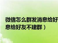 微信怎么群发消息给好友不建群苹果手机（微信怎么群发消息给好友不建群）