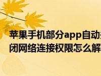 苹果手机部分app自动关闭连接权限（苹果手机APP自动关闭网络连接权限怎么解决）