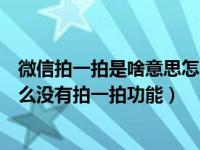 微信拍一拍是啥意思怎么操作（微信拍一拍是什么意思为什么没有拍一拍功能）