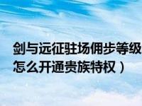 剑与远征驻场佣步等级怎么升（剑与远征贵族特权有什么用怎么开通贵族特权）