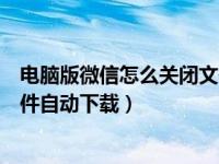 电脑版微信怎么关闭文件自动下载（微信电脑端怎么取消文件自动下载）