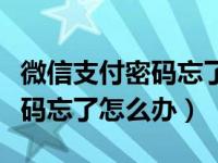 微信支付密码忘了怎么办不用改（微信支付密码忘了怎么办）