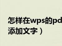 怎样在wps的pdf中添加文字（如何在pdf上添加文字）