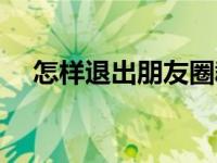 怎样退出朋友圈群聊（怎样退出朋友圈）