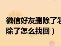 微信好友删除了怎么找回微信号（微信好友删除了怎么找回）