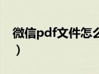 微信pdf文件怎么打开（怎么样打开pdf文件）