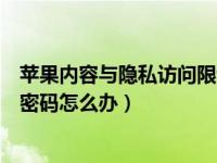 苹果内容与隐私访问限制忘记密码（苹果手机访问限制忘记密码怎么办）