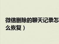 微信删除的聊天记录怎么恢复手机（微信删除的聊天记录怎么恢复）