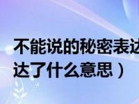 不能说的秘密表达什么意思（不能说的秘密表达了什么意思）