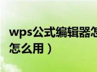 wps公式编辑器怎么用不了（wps公式编辑器怎么用）