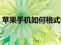 苹果手机如何格式化（苹果手机如何格式化）