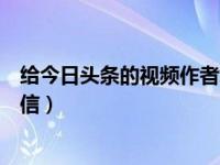 给今日头条的视频作者怎么发私信（今日头条私信怎么发私信）