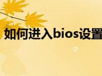 如何进入bios设置u盘启动（如何进去bios）