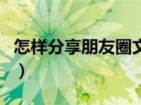 怎样分享朋友圈文字和图片（怎样分享朋友圈）