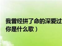 我曾经拼了命的深爱过你dj广场舞（我曾经拼了命的深爱过你是什么歌）