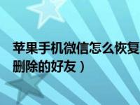 苹果手机微信怎么恢复删除的好友（苹果手机怎么恢复微信删除的好友）